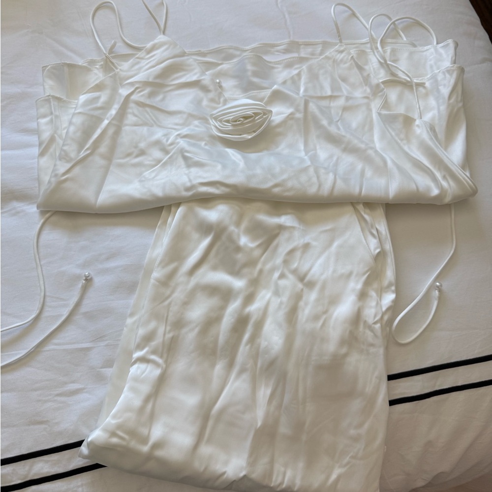 Le Rose Luxurious Cream Satin Pants and Cami set bridal pajamas